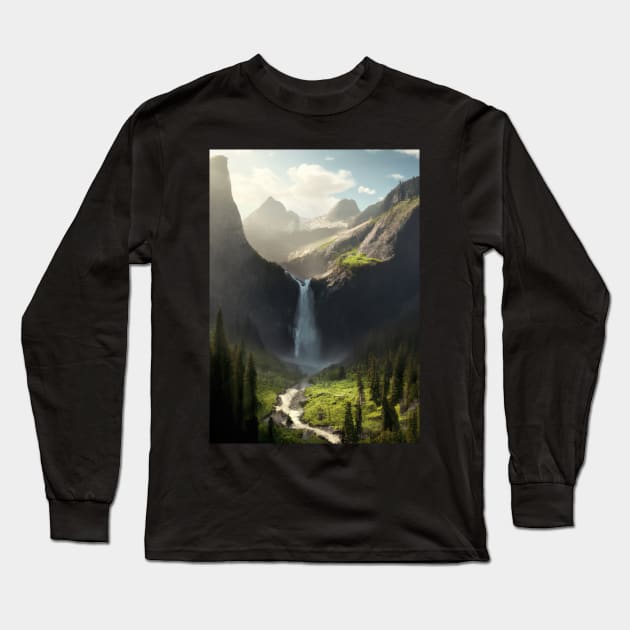 Waterfall in Nature Long Sleeve T-Shirt by maxcode